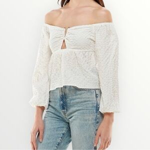 WAYF Valley Off The Shoulder Top Ivory